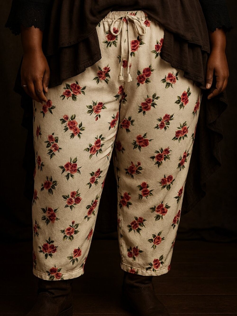 Rainbow Floral Flowy Pants w/ Tie 3X